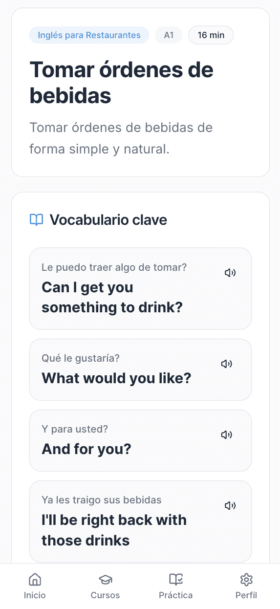 Vista del repaso de flashcards en Recitu
